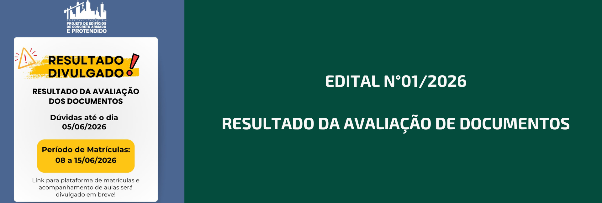  Edital N°01/2026 PS Curso Lato Sensu
