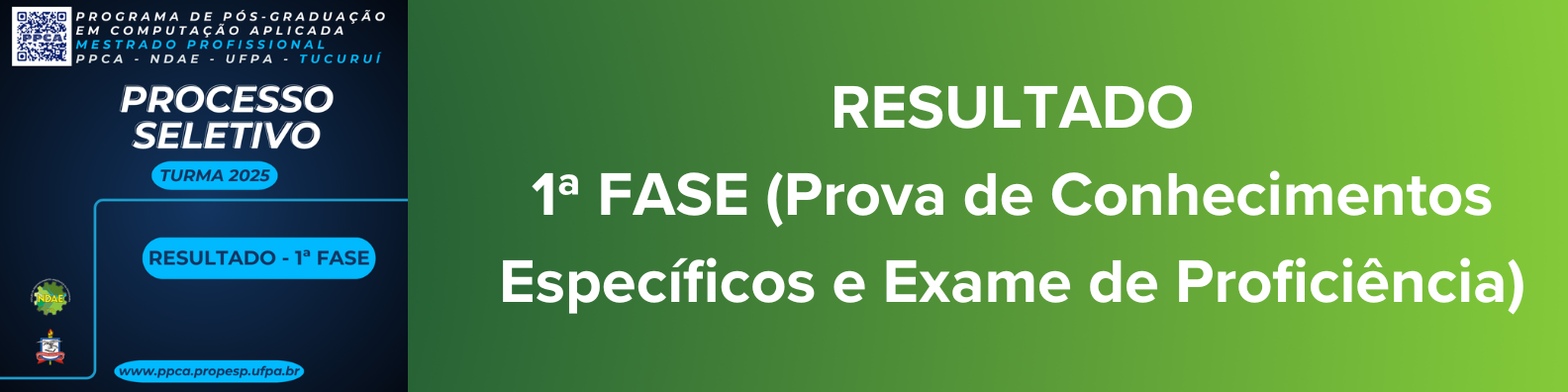 RESULTADO 1ª FASE - EDITAL Nº 01/2024 - PPCA/NDAE/UFPA - RETIFICADO